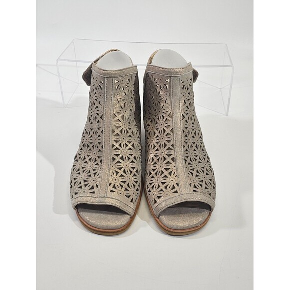 EARTH Women's 8.5 Murano Mist Sandal Laser Cut Leather Open Toe Heels Shoes - Picture 5 of 10